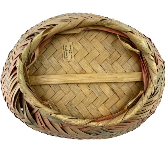 Vintage Cottagecore Rattan Basket Multicolored Ben Rickert Inc Pink Blue Woven - Picture 9 of 12